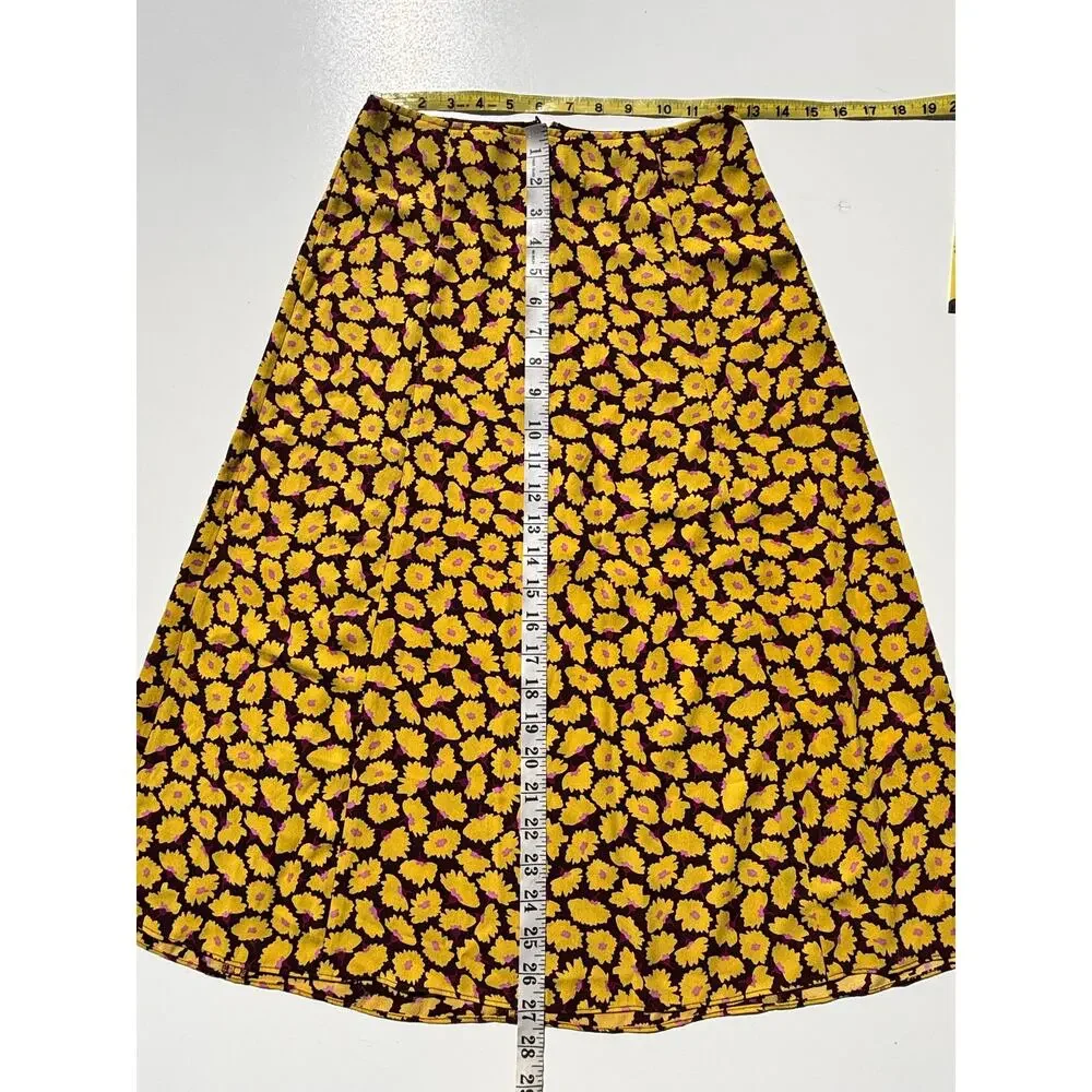 Kate Spade New York Sunny Bloom Daisy Yellow Floral Midi Skirt 00